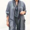 Kenarları Organze Rahat Salaş Tunik (Antrasit)