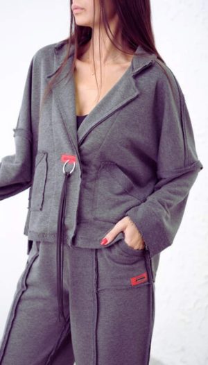 Halkalı İp Detaylı Cepli Spor Ceket