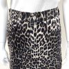 Leopar Desen Denim Kumaş Mini Etek - Görsel 5