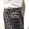 Leopar Desen Denim Kumaş Mini Etek - Görsel 6