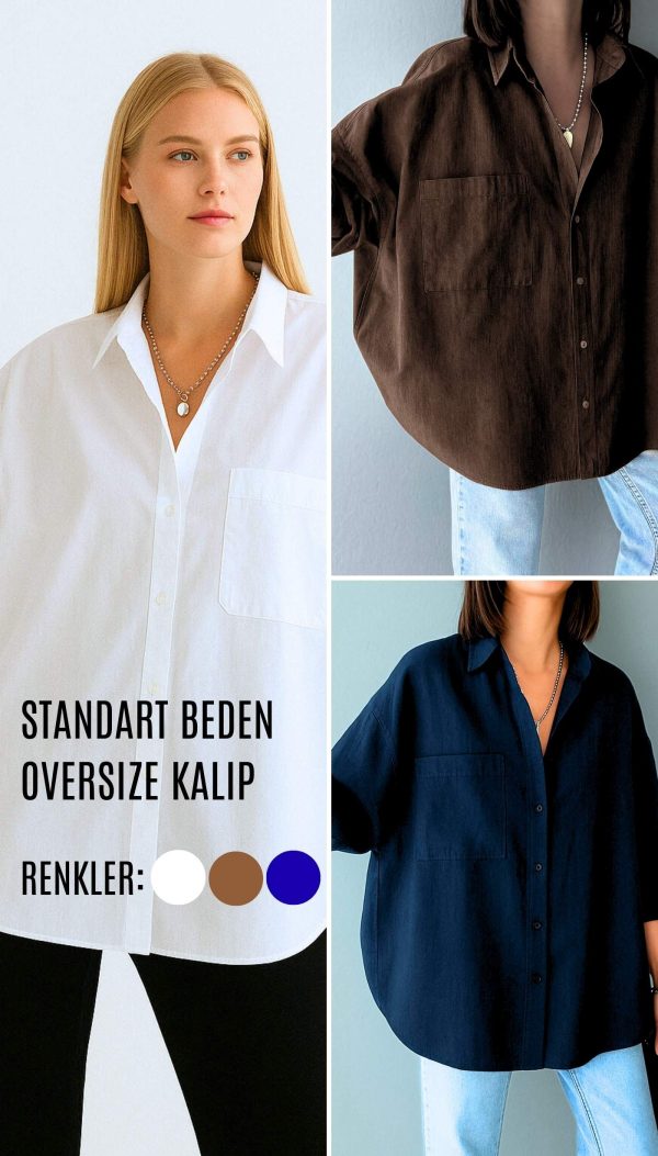 Oversize Tek Cepli Poplin Gömlek