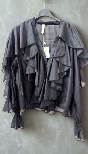 Fırfır Detaylı Düğmeli Gömlek (İthal)