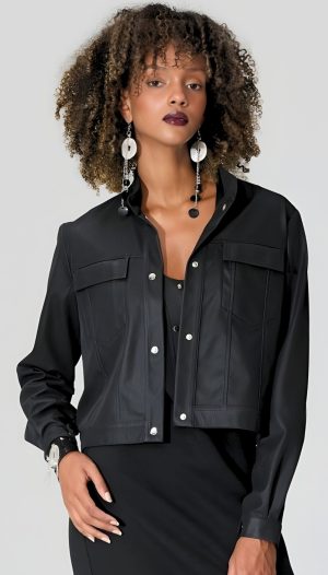 Zımbalı Cepli Manşetli Hakim Yaka Kısa Mont