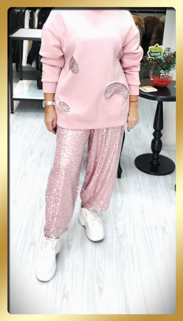 Payetli Havuç Model Bol Pantolon (Pembe) - Görsel 2