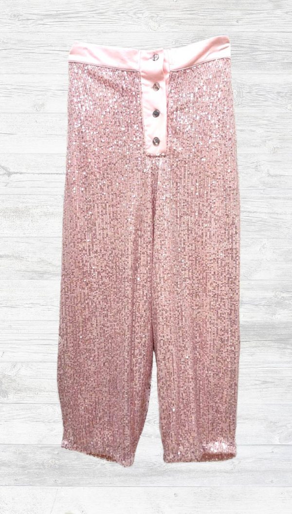 Payetli Havuç Model Bol Pantolon (Pembe) - Görsel 3