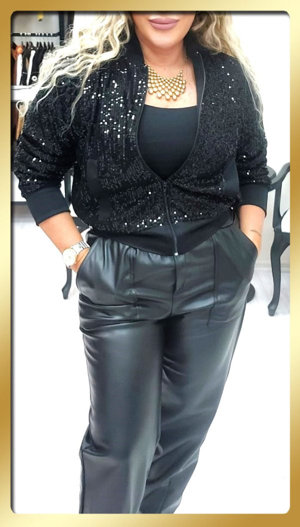 Paçası Pensli Deri Pantalon