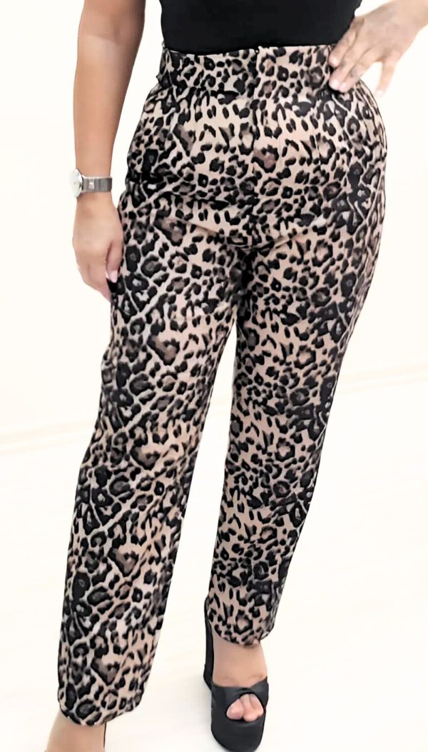 Duble Paça Leopar Pantolon - Görsel 3