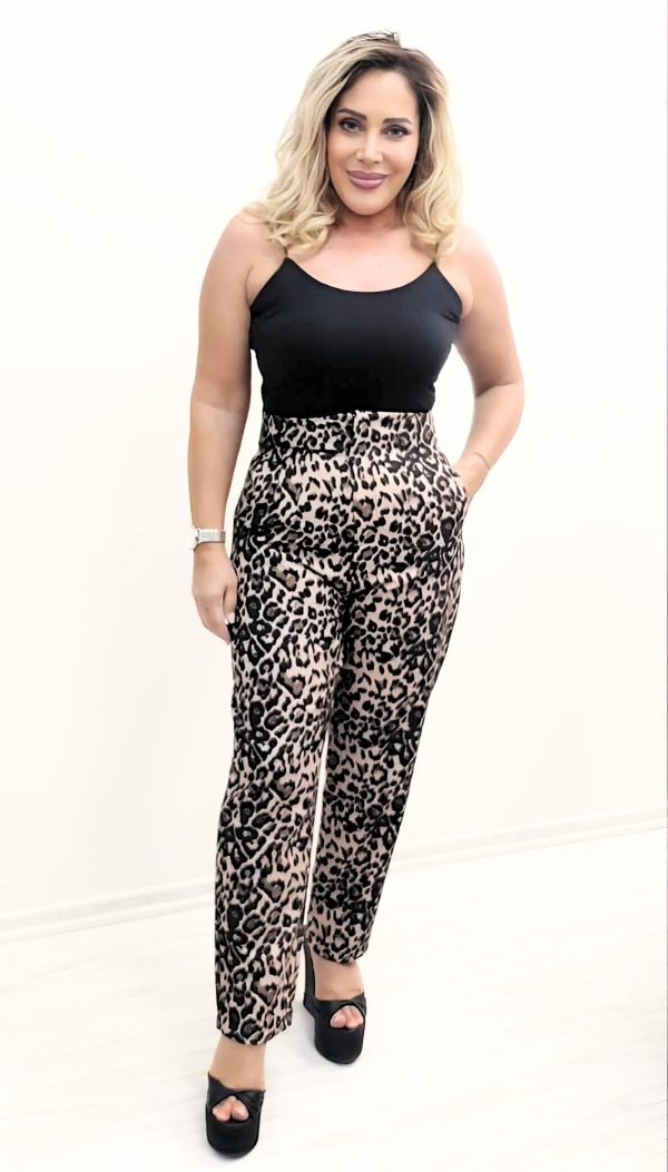 Duble Paça Leopar Pantolon - Görsel 4