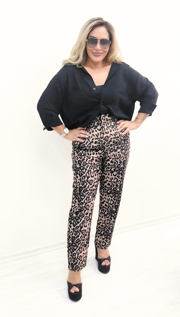 Duble Paça Leopar Pantolon - Görsel 6