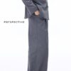 Simple Regular Fit Çizgili Geniş Paça Antrasit Pantolon - Görsel 2