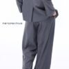 Simple Regular Fit Çizgili Geniş Paça Antrasit Pantolon - Görsel 4