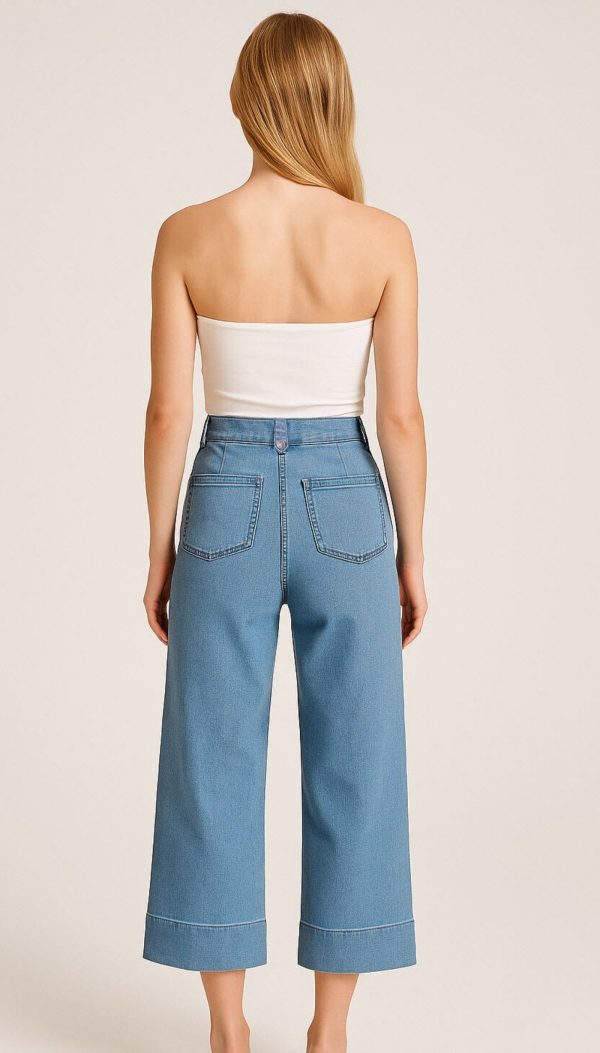 Düğme Detaylı Arkası Cepli Likralı Denim İthal Pantolon - Görsel 3