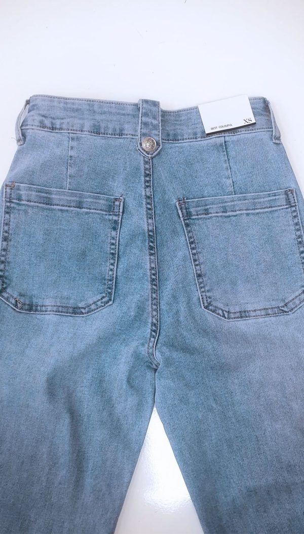 Düğme Detaylı Arkası Cepli Likralı Denim İthal Pantolon - Görsel 4