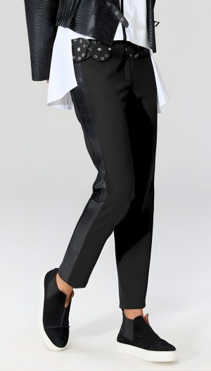 Yanları Yılan Derisi Detaylı Tam Kalıp Pantolon