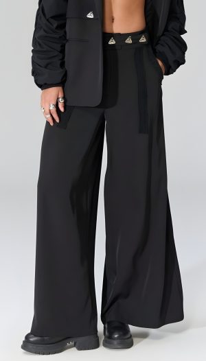 Beli Metal Aksesuarlı Palazzo Pantolon