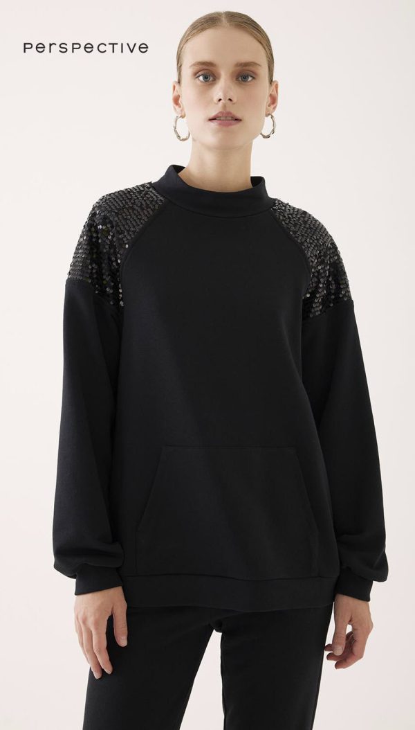 Perspective-Delmar Omuz Puantiyeli Sweatshirt