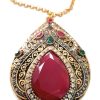 Otantik Eskitme Kolye (Damla-Bordo) - KLY012