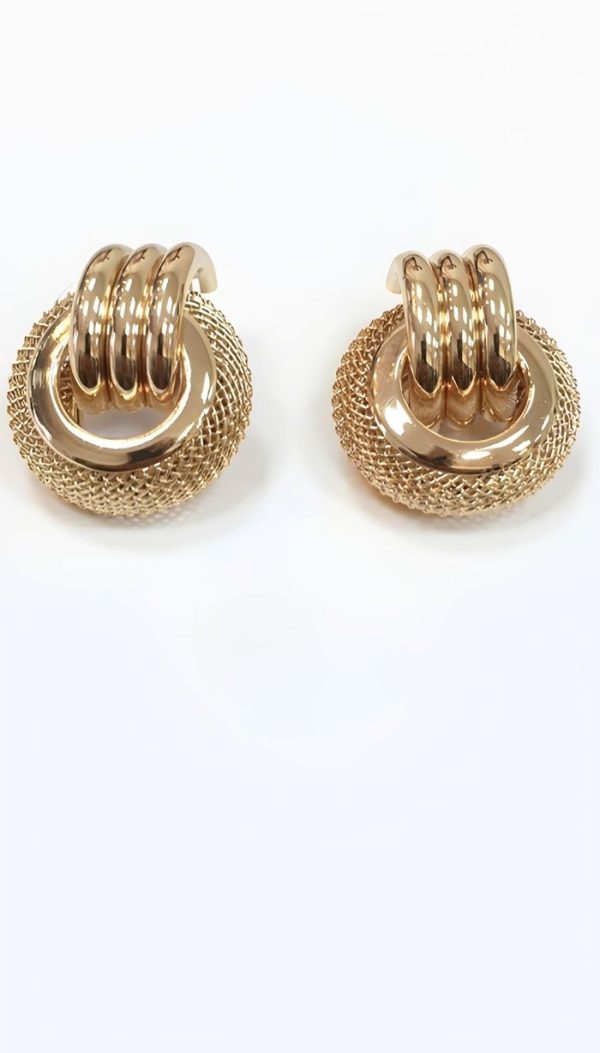 Tel Örgülü Halka Küpe (Gold/Silver) - KPE015 - Görsel 5