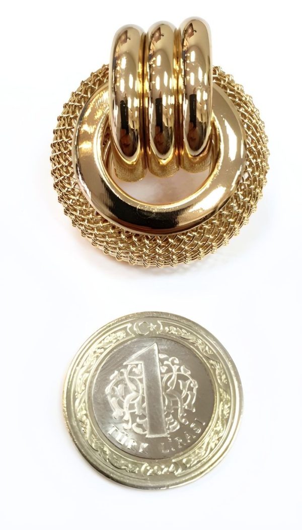 Tel Örgülü Halka Küpe (Gold/Silver) - KPE015 - Görsel 6