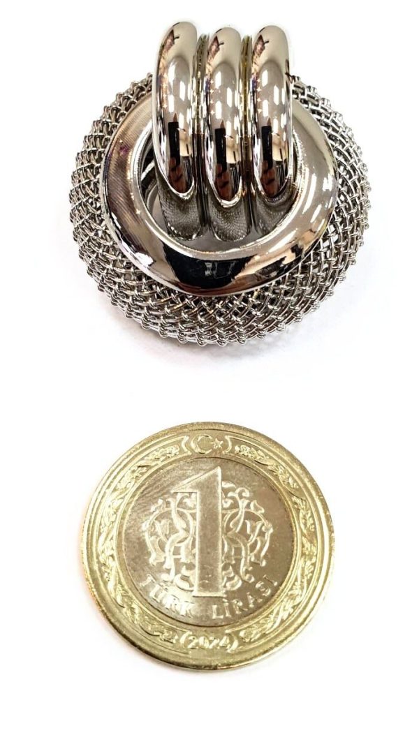 Tel Örgülü Halka Küpe (Gold/Silver) - KPE015 - Görsel 2