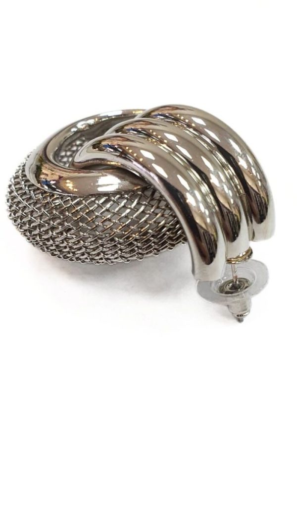 Tel Örgülü Halka Küpe (Gold/Silver) - KPE015 - Görsel 4