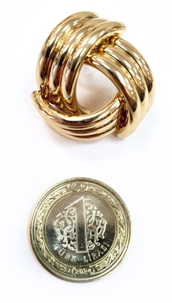 Üç Şeritli Üçgen Biçimli Küpe (Gold/Silver) - KPE016 - Görsel 2