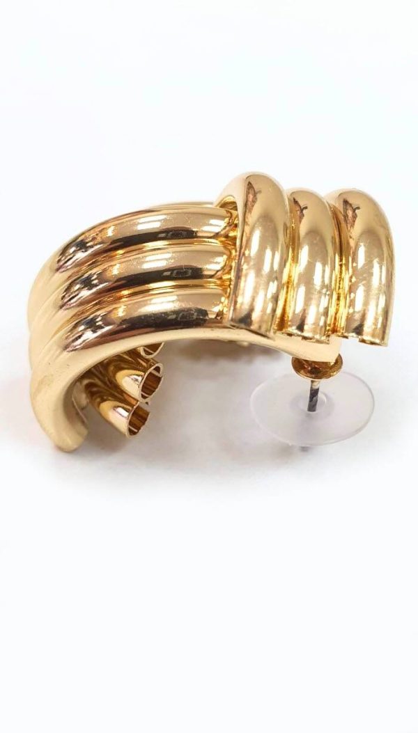 Üç Şeritli Üçgen Biçimli Küpe (Gold/Silver) - KPE016 - Görsel 3