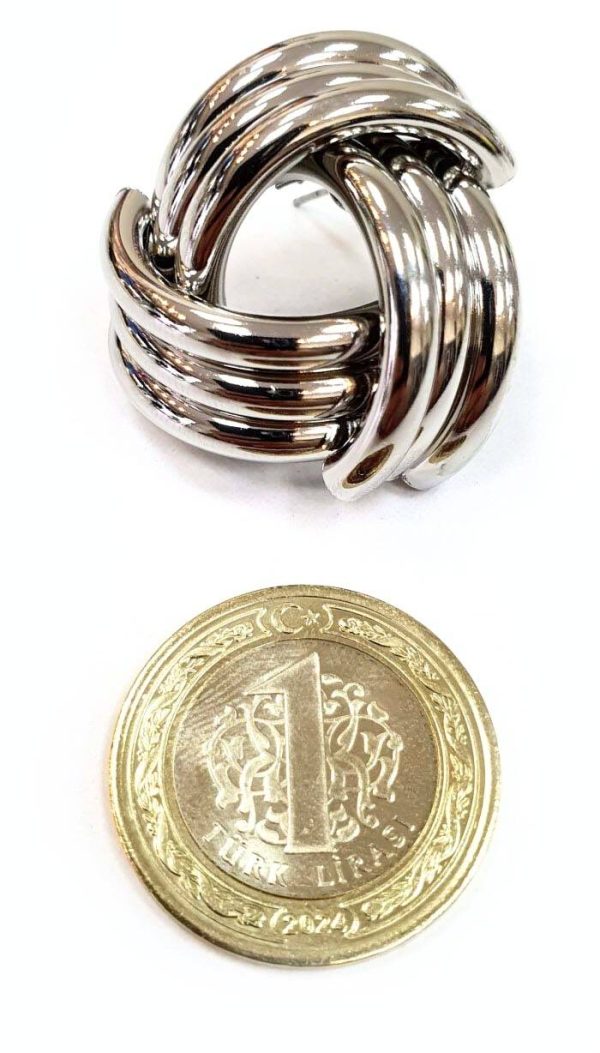 Üç Şeritli Üçgen Biçimli Küpe (Gold/Silver) - KPE016 - Görsel 6