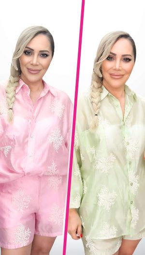 Desenli Uzun Kollu Gömlek/Beli Lastikli Şort Takım (İthal)