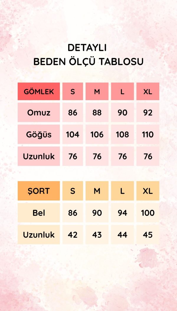 Kısa Kollu Gömlekli-Beli Lastikli Şortlu Çiçek Desenli Pembe Keten Takım - Görsel 5