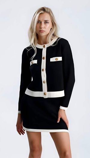 Çelik Örgü Chanel Model Triko Bluz Etek Takım