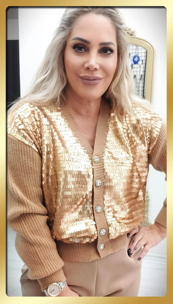 Önü Pul Payet Gold Hırka (İthal)