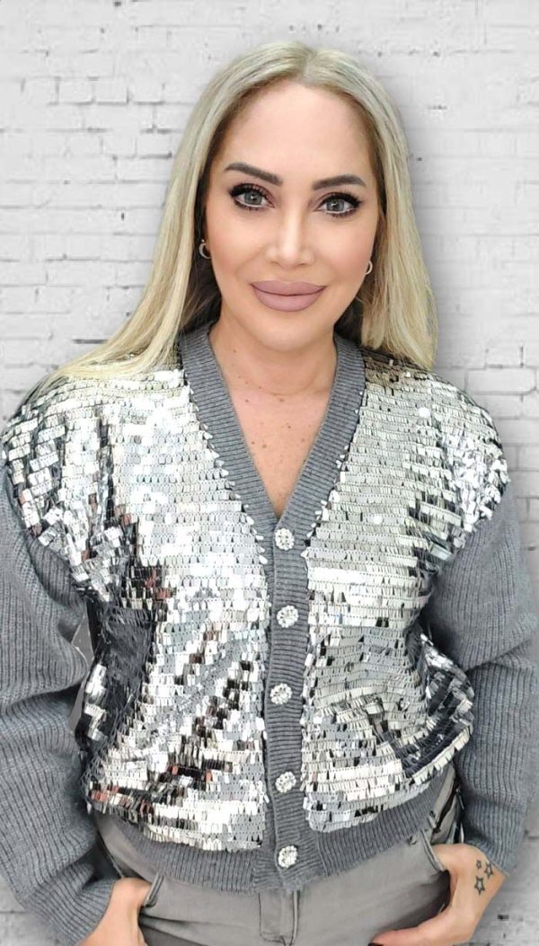 Önü Pul Payet Silver Hırka (İthal)